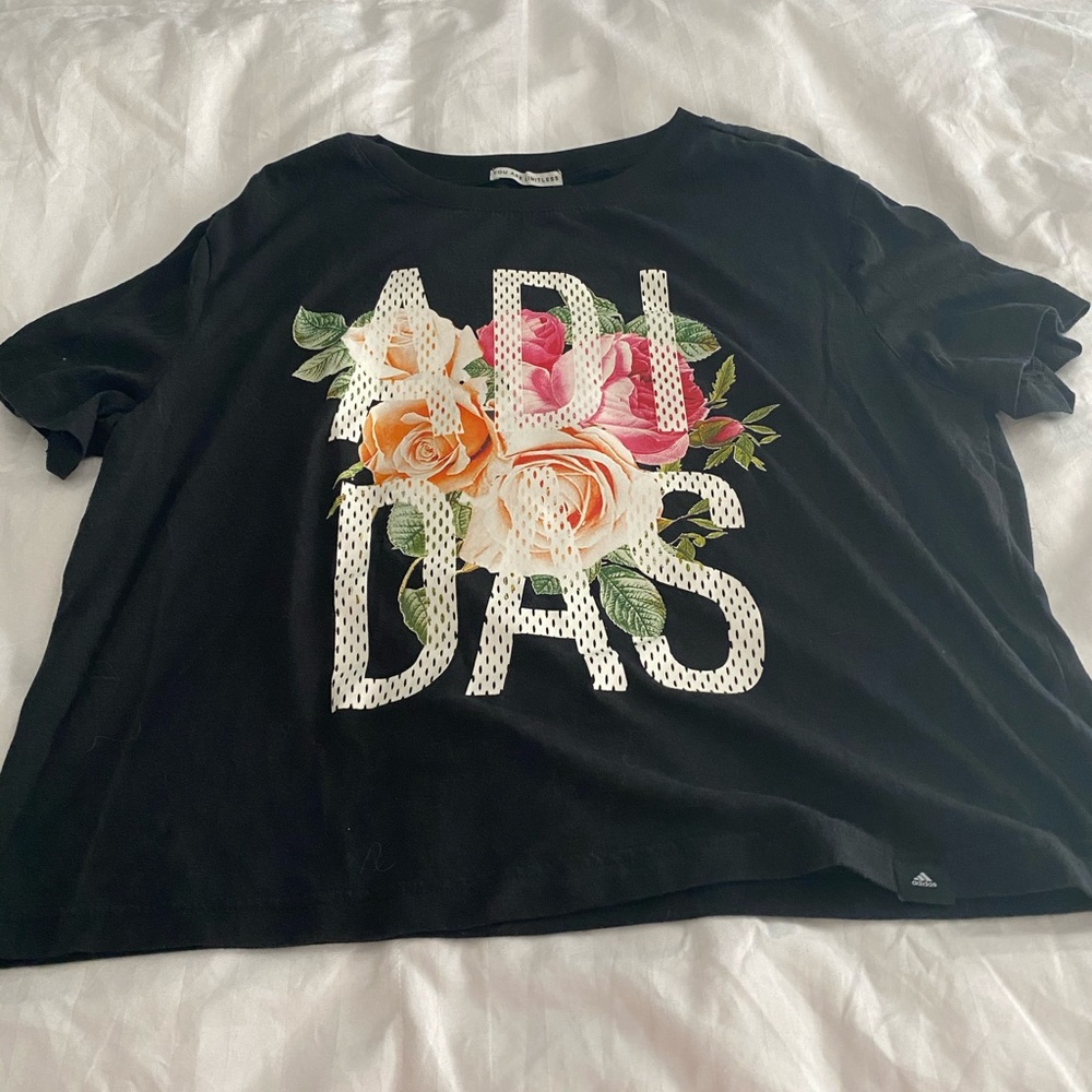 Cropped floral workout top.